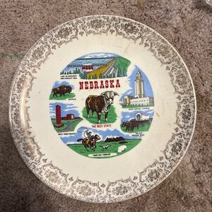 Nebraska Souvenir Plate with Illustrations